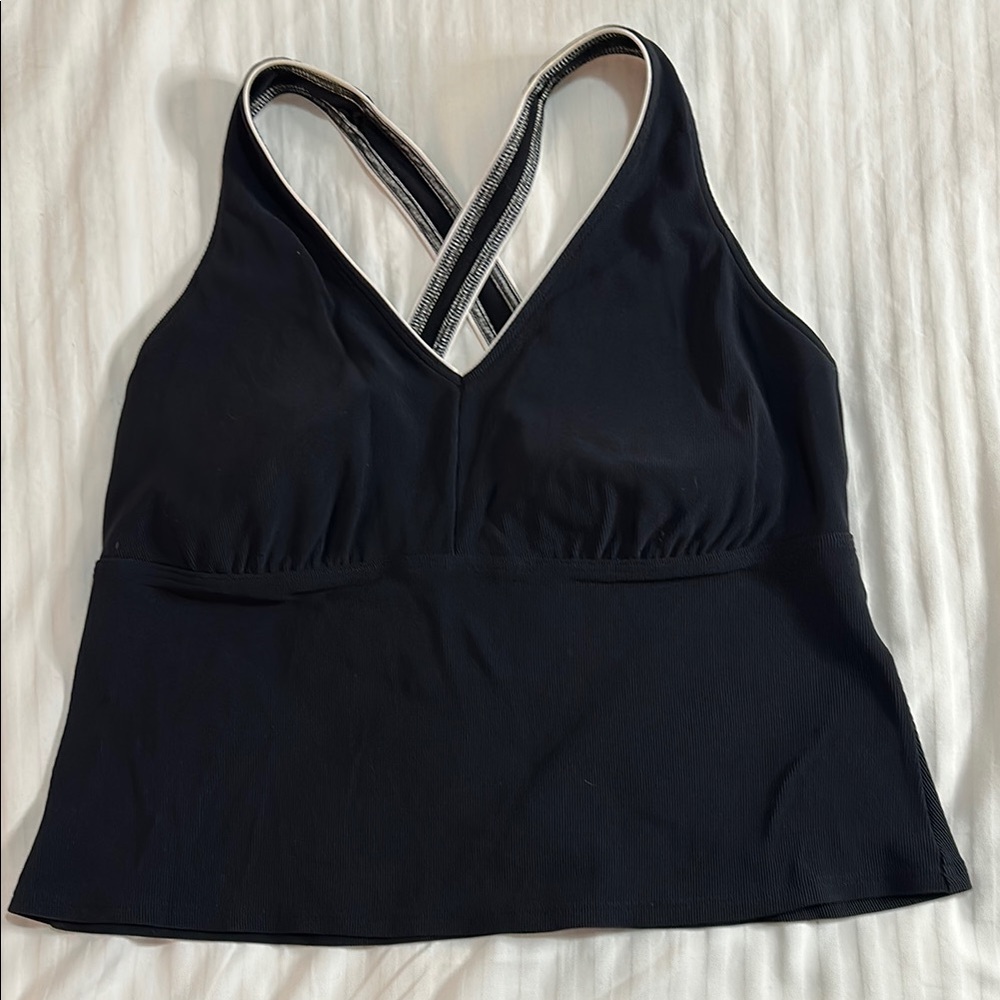 Lands' End Black Swim Tankini TopV-Neckline Size 18W